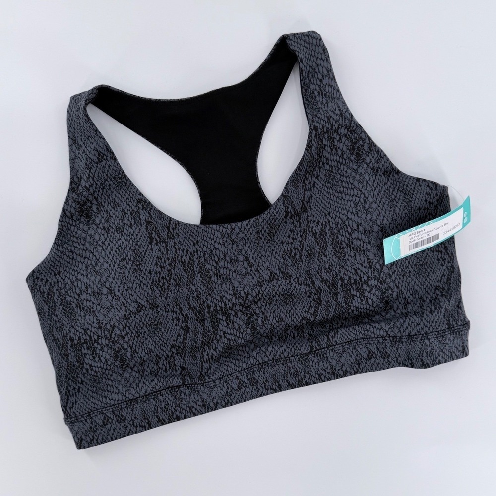 MPG Sport Racerback Sports Bra Removable Pads Size 1X Snakeskin Print